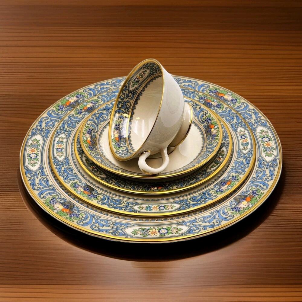 VTG Lenox Autumn Presidential 5-Pc Place Setting Gold Trim Showcase Condition